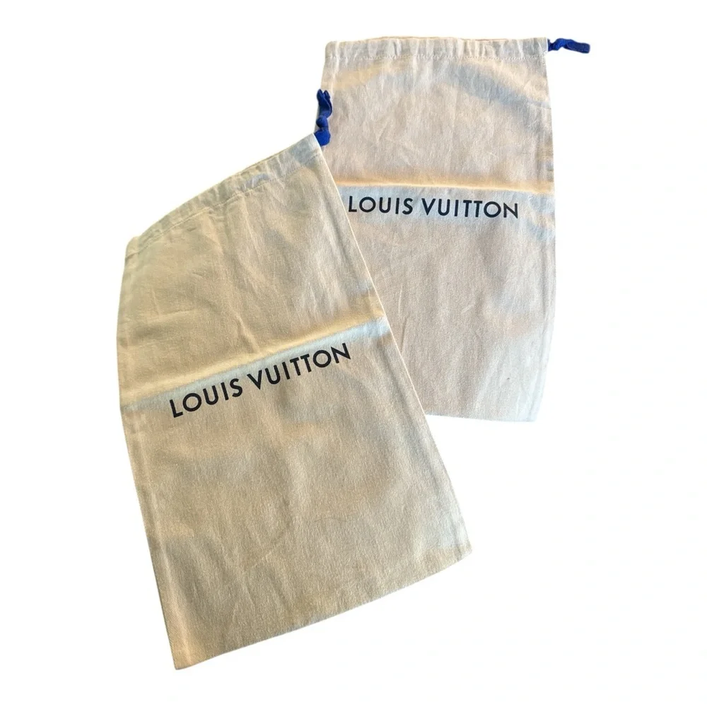 Authentic Louis Vuitton Pair of‎ Blue Logo Drawstring Dust Bags 15” x 9”  Unisex